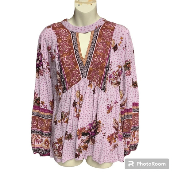 Maurices 0X ((14W) purple babydoll style top elastic cuffs no stretch - Picture 1 of 13